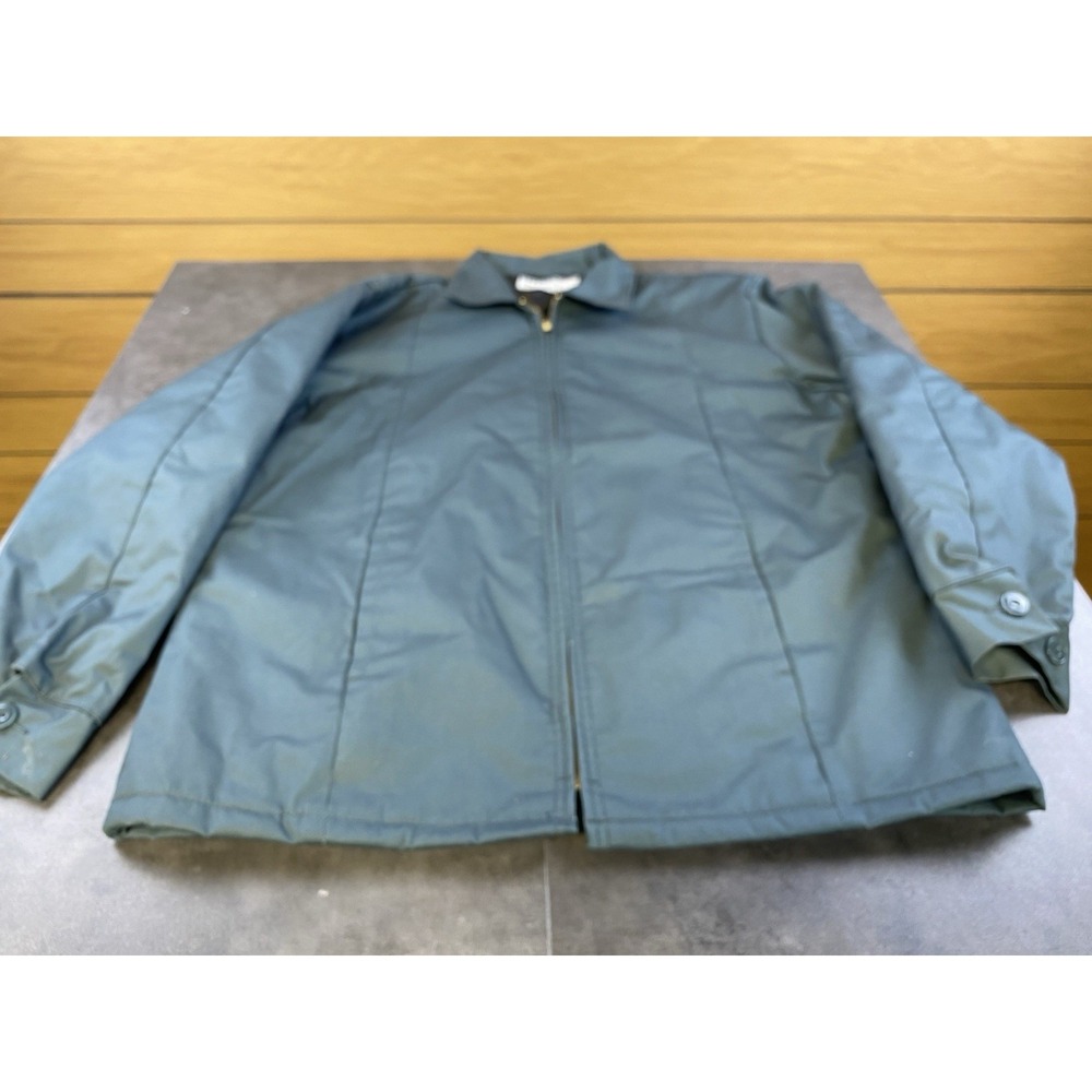 VTG Aramark Men's Quilted Green Work Mechanic Industrial Jacket Size Large